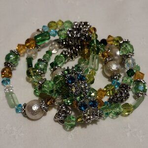 Blue & Green Bling Stretch Bracelet